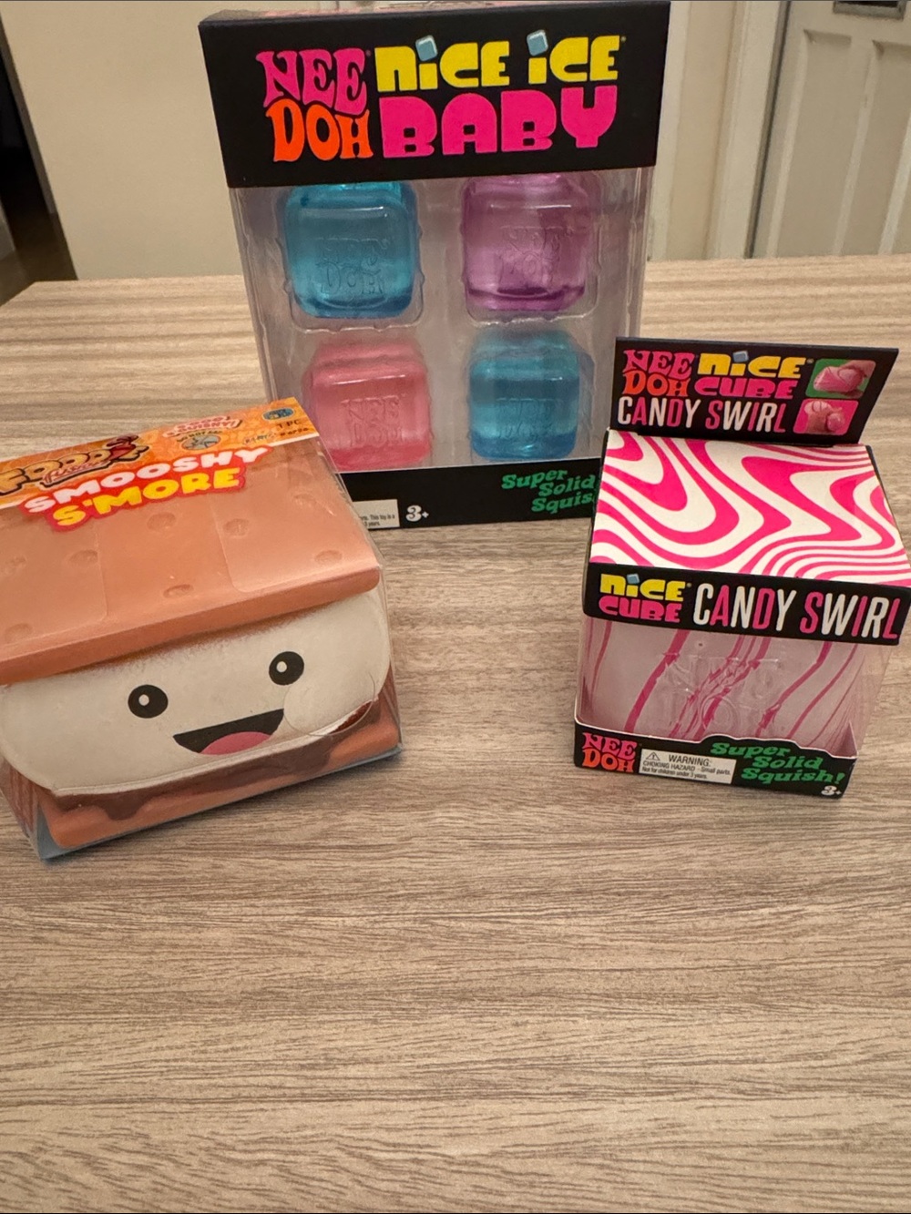 Nee Doh Nice Ice Baby, Candy Swirl & smooshy sโmore. Set of 3. NEW